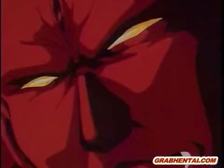 Hentai dochter met bigtits adembenemend rood monster neuken