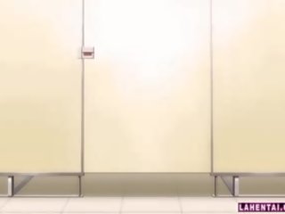 Hentai flickvän blir körd från bakom på offentlig toalett