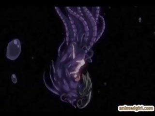 Pleasant anime coeds menangkap dan menggerudi oleh tentacles raksasa