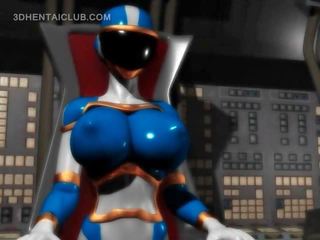 Grande boobed anime hero eccezionale attraente in stretta costume