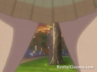 Pintar anime minx dalam cermin mata dildoing beliau kecil faraj underneath yang skirt dalam yang taman