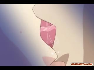 Swimsuit anime with big süýji emjekler gets licked her amjagaz