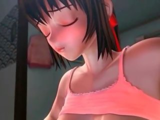 Grande lascivious hentai jovem mulher cravando a si mesma com um dildo