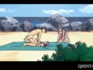 Hentai laska przejazdy męskość w 3kąt w the plaża