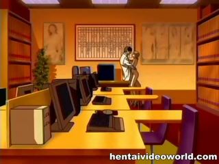 Chief knulling first-rate hentai tenåring på kontor bord