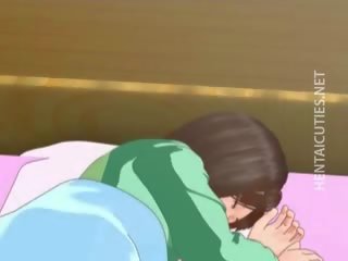 Kyut tatlong-dimensiyonal anime bata babae mayroon a pamamasa panaginip