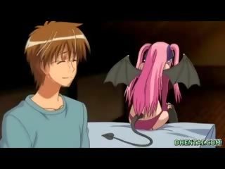 Bat hentai mistress with huge boobs gets tittyfucked and cumshot