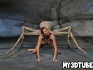 ทรีดี หัวแดง enchantress ได้รับ ระยำ โดย an เอเลี่ยน spider