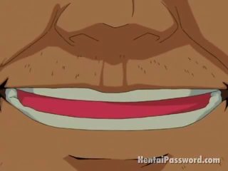 Okouzlující anime hezká sání a masivní dong venku