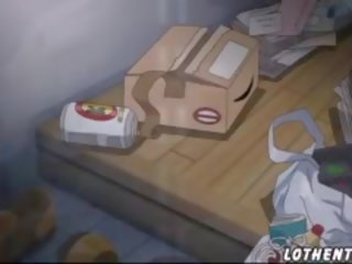 Hentai smutsiga filma med companion i den badrum