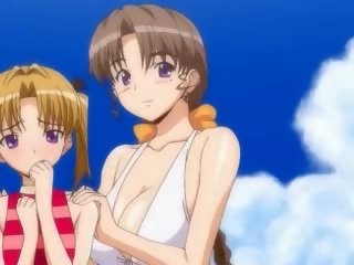 Těžký nahoru anime lesbičky masturbuje s dilda