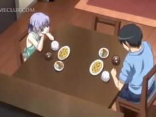 Félénk anime guminő -ban apron ugró craving johnson -ban ágy