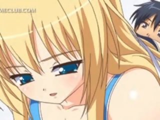 Armas anime blond noor naine söömine torkima sisse swell sixtynine