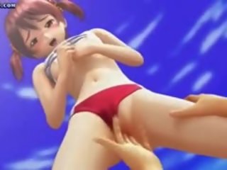 Attractive hentai fajnová hrať s penis na pláž