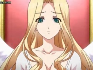 Anime fërkon një organ seksual i mashkullit me të saj gjinj